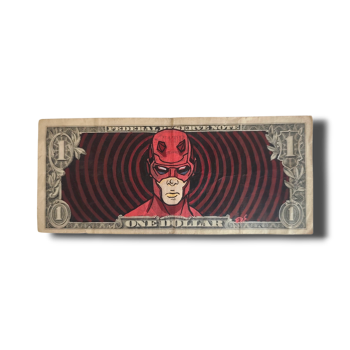 Daredevil peint à la main sur véritable billet de 1 dollar