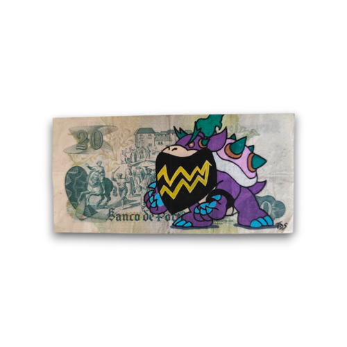 Bowser jr sur billet du portugal – œuvre originale peinte à la main