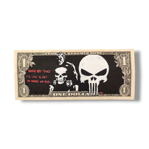 Punisher sur billet de 1 dollar – œuvre originale peinte à la main