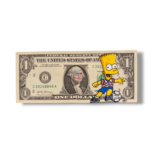 Billet de 1 dollar customisé bart simpson – édition foot usa 2026