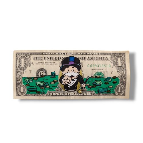 Art sur billet de 1 dollar américain - thème monopoly (fait main)