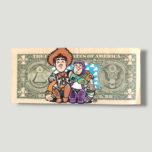 Buzz & woody – l’amitié à l’infini sur billet américain de 1 dollar