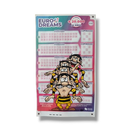 Œuvre pop art unique - dessin fait main "les dalton" sur ticket eurodreams