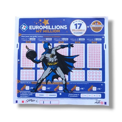 Tableau pop art original batman sur ticket euromillions