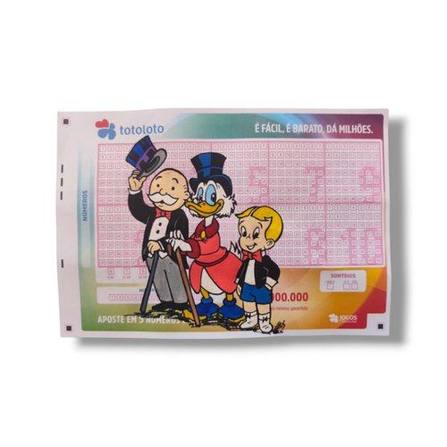 Illustration pop art originale sur ticket totoloto - monopoly, picsou & richie rich