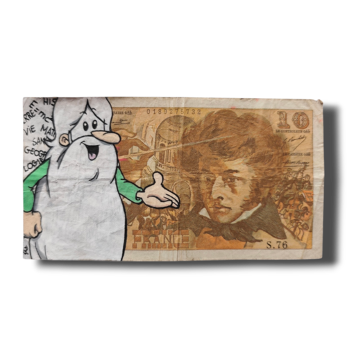 Tableau pop art fait main - maestro sur véritable billet de 10 francs français