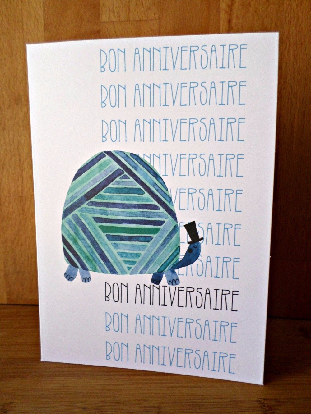 Carte D Anniversaire Tortue Faite A La Main 12 5cm X 17 5cm Avec Enveloppe Un Grand Marche
