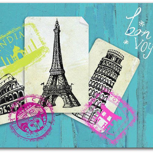 Carte De Vœux Bon Voyage Creation Originale Fait Main 15cm X 15cm Un Grand Marche