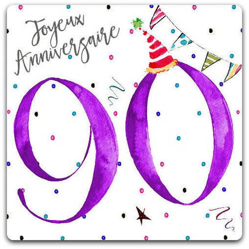 Carte Anniversaire 90ans 90 Years Old Joyeux Anniversaire 15cm X 15cm Avec Enveloppe Card Bubble Un Grand Marche