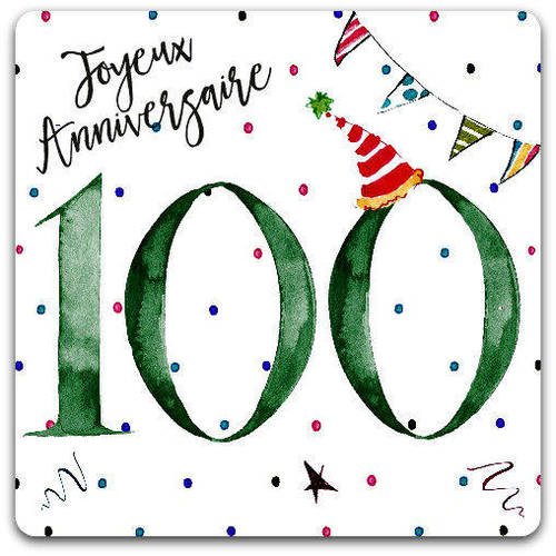 Carte Anniversaire Cent Ans Happy Birthday 100 Years Old Anniversaire 15cm X 15cm Avec Enveloppe Card Bubble Un Grand Marche