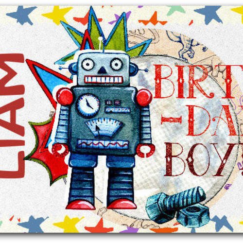 Carte Anniversaire Enfant Robot Personnalisee Personnalisable 12 5cm X 17cm Avec Enveloppe Un Grand Marche