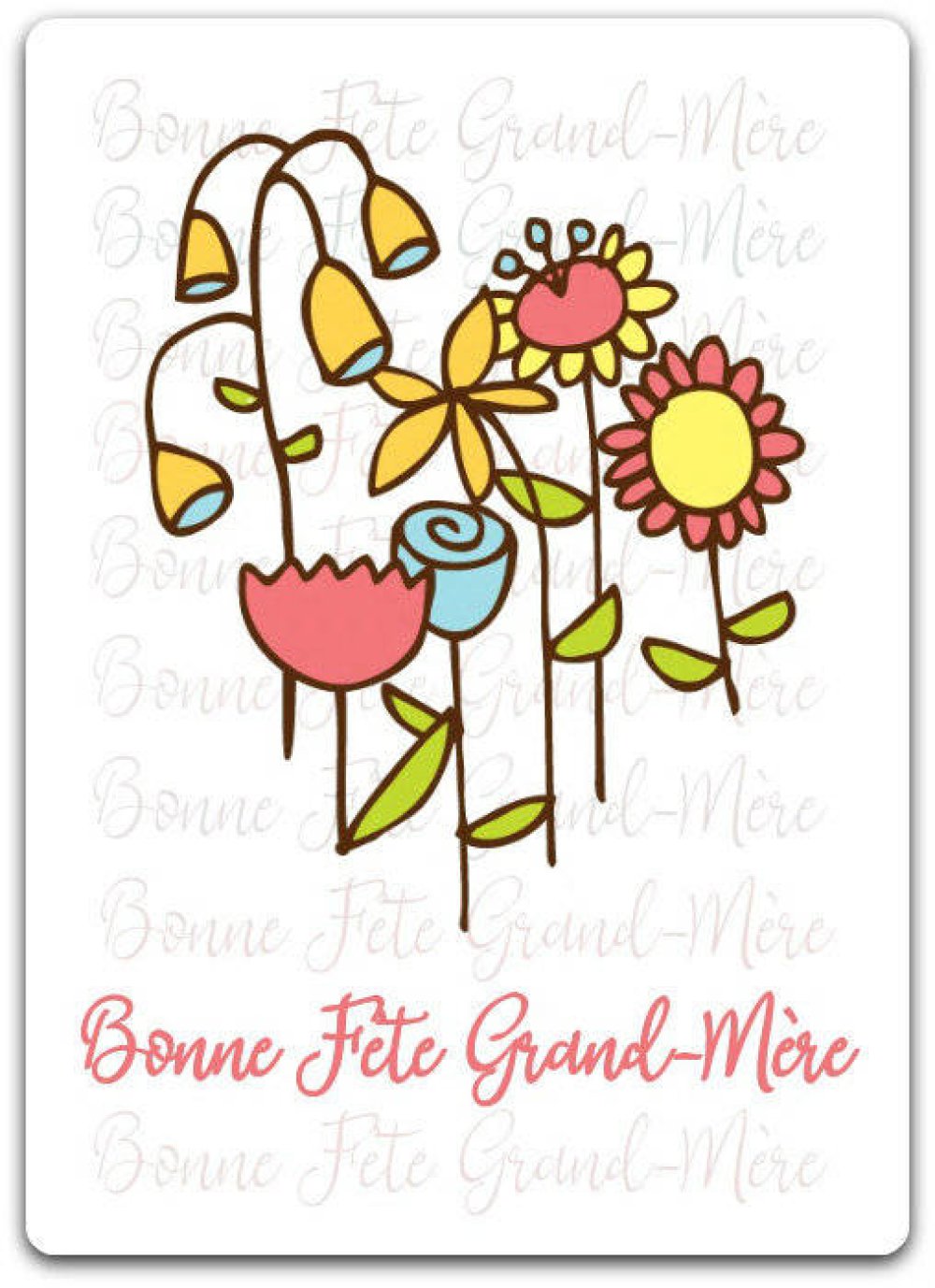 Carte Fleurs Rose Bonne Fete Grand Mere Fete Des Grands Meres Faite A La Main 12 5cm X 17 5cm Avec Enveloppe Un Grand Marche