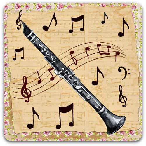 Carte De Vœux 15cm X 15cm Flute Musique Faite Main Avec Enveloppe Card Bubble Un Grand Marche