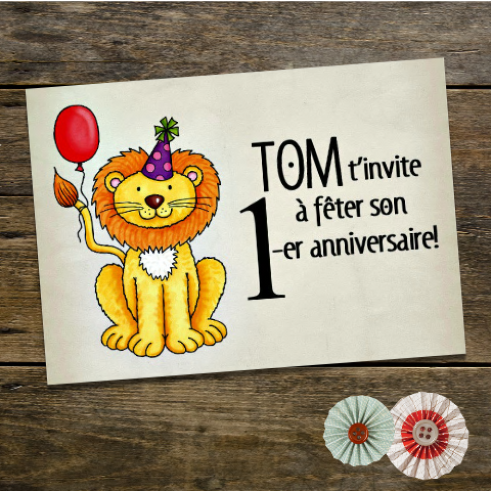 Lot De 10 Cartes Invitation Enfant Anniversaire Lion A Personnaliser Un Grand Marche