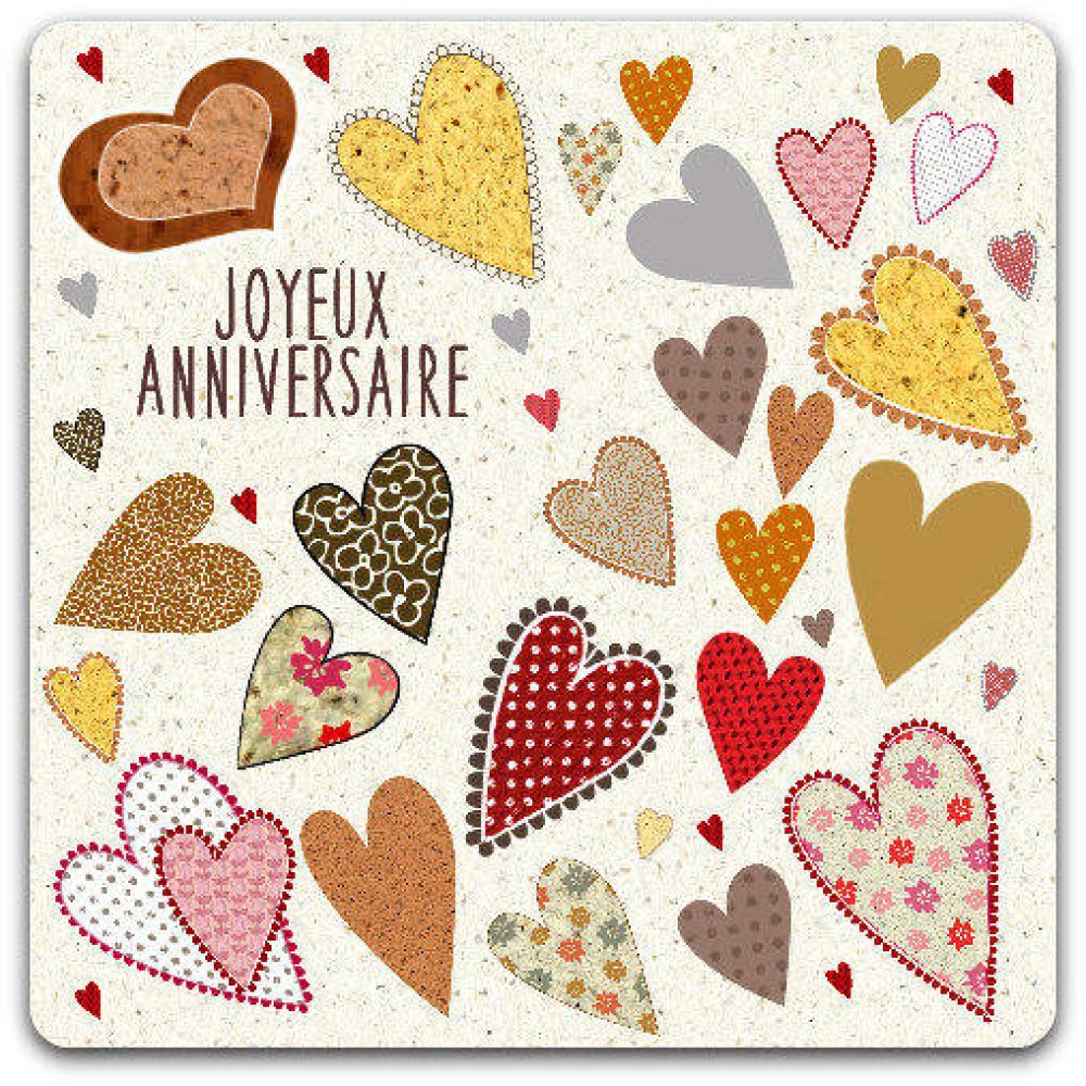 Coeurs Coeurs Coeurs Carte Joyeux Anniversaire 15cm X 15cm Papier Cartonne Un Grand Marche
