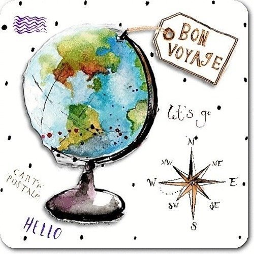 Carte Double Bon Voyage Fait Main 15cm X 15cm Un Grand Marche