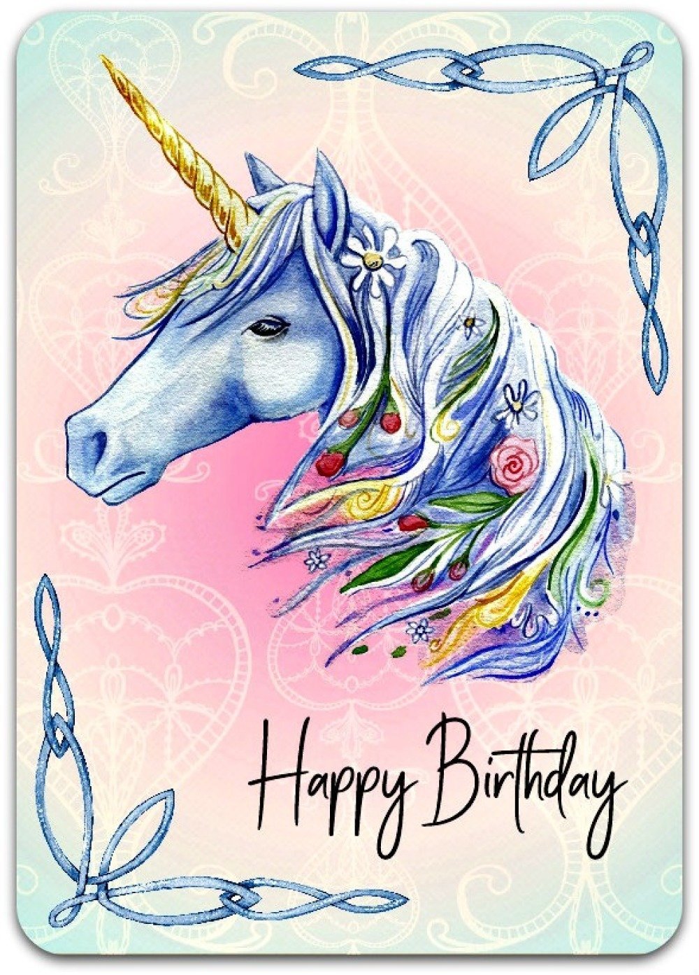 Carte De Voeux Happy Birthday Licorne Unicorn Princesse Fille 12 5cm X 17 5cm Un Grand Marche