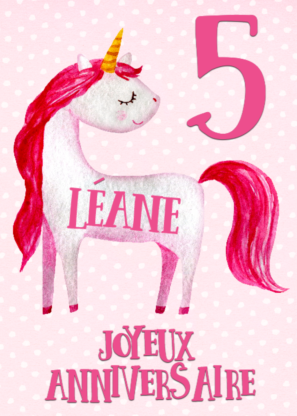 Carte De Voeux Happy Birthday Licorne Unicorn Personnalisee Personnalisable Personalised Un Grand Marche