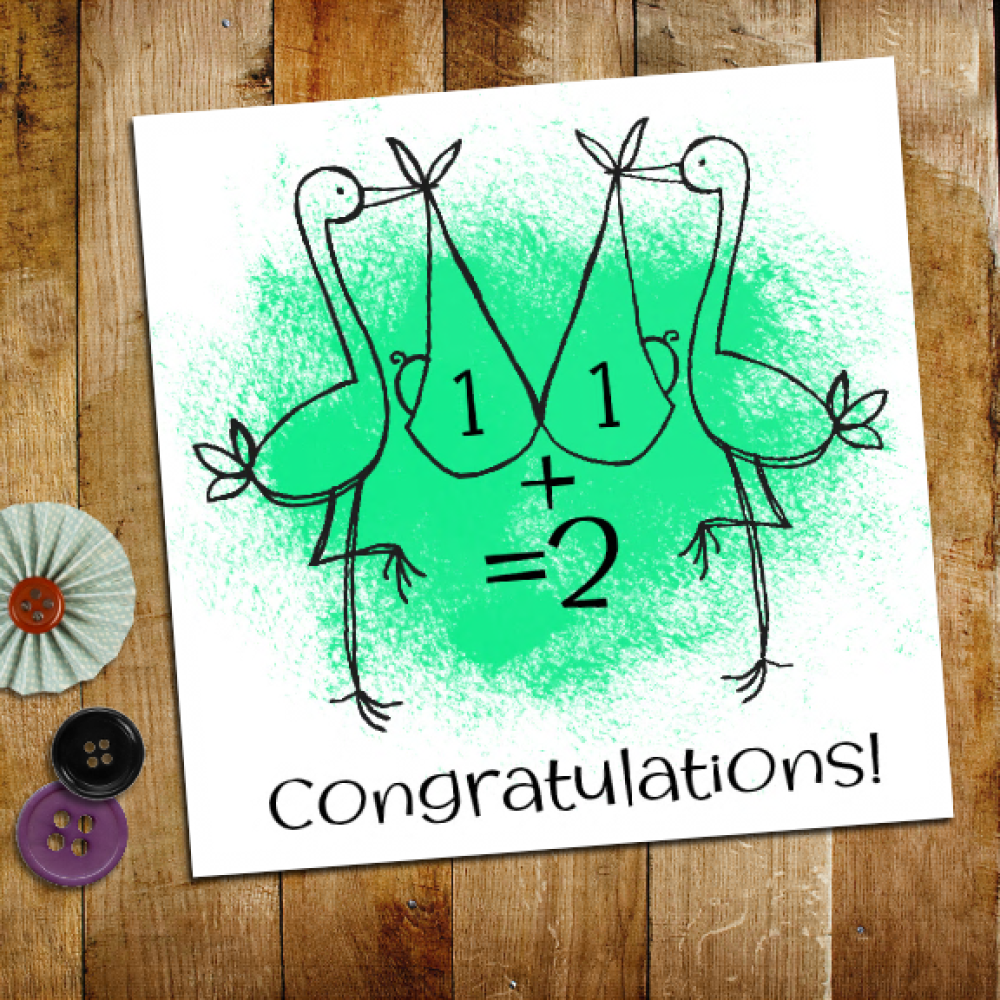 Carte Congratulations Twins Jumeaux Jumelles Naissance Nouveau Ne Bebe Baby Garcon Boy Fille Girl Un Grand Marche