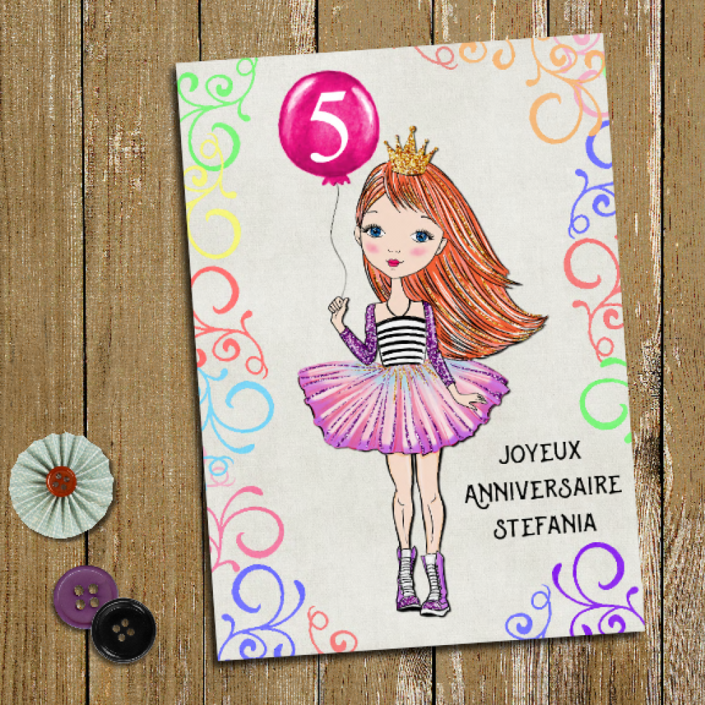 Carte D Anniversaire Enfant Carte Anniversaire Birthday Card Danse Ballet Avec Enveloppe Fait Main Un Grand Marche