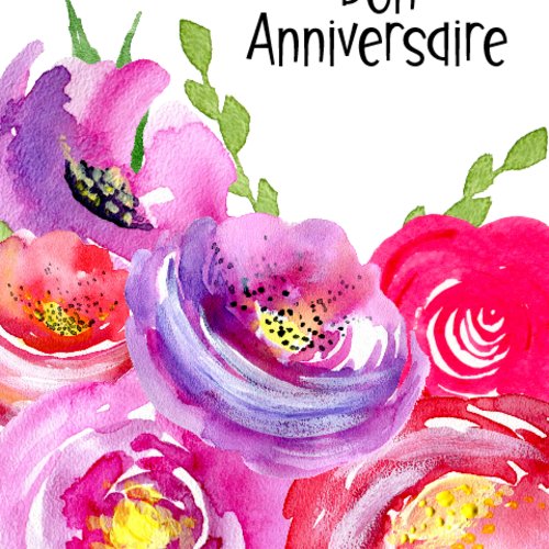 Carte Anniversaire Fleurs Fait Main Creation Unique Fait Main 12cm X 17cm Un Grand Marche