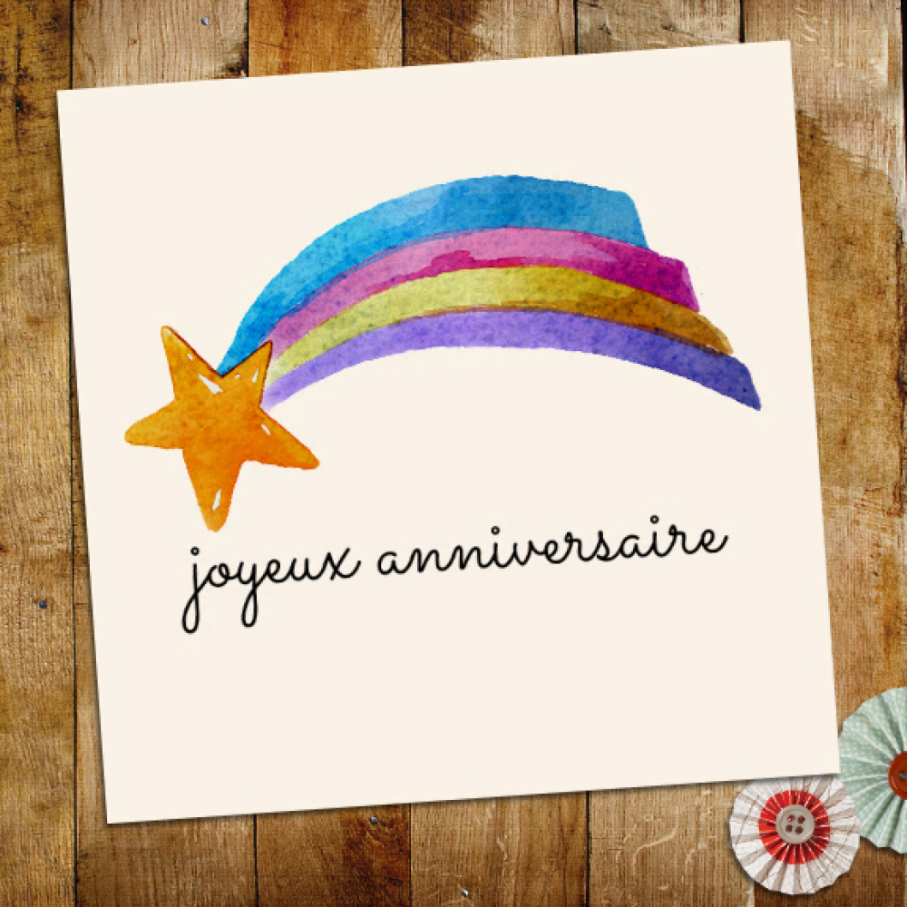 Carte Anniversaire Fait Main L Etoile Filante 15cm X 15cm Un Grand Marche