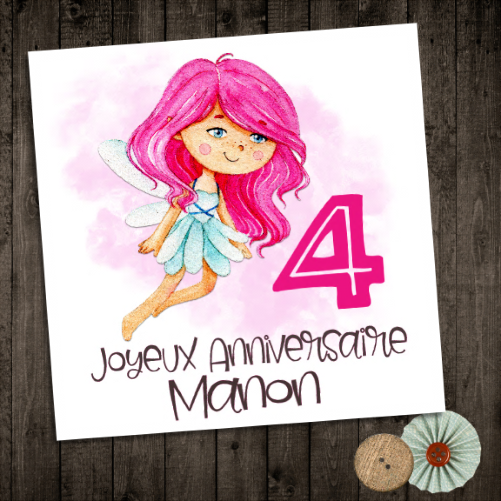 Carte D Anniversaire Enfant Princesse Fee Joyeux Anniversaire Personnalisee Personnalisable Un Grand Marche