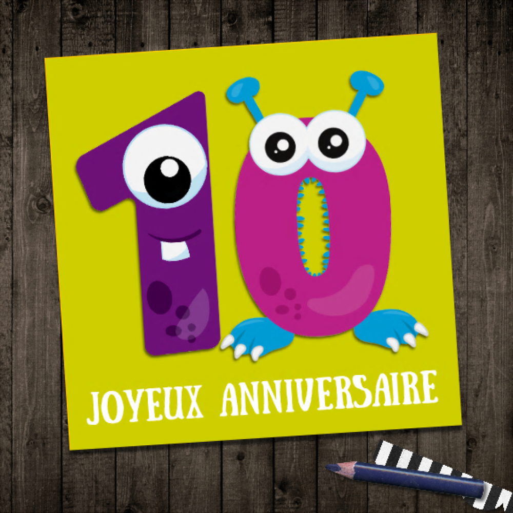 Carte Anniversaire Enfant Chiffre 10 Fille Garcon Fete Cadeau Enfant Creation Originale Fait Main Un Grand Marche