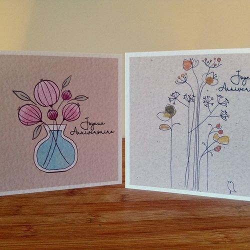 Carte anniversaire, carte joyeux anniversaire, lot de 2 cartes