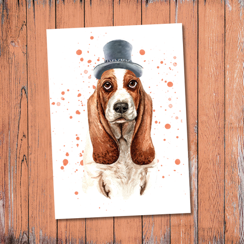 Carte de voeux, carte anniversaire, beagle