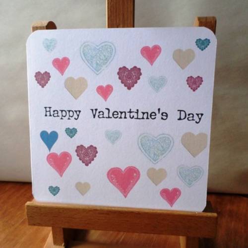 Happy Valentine S Day St Valentin Carte Fait Main 15cm X 15cm Un Grand Marche