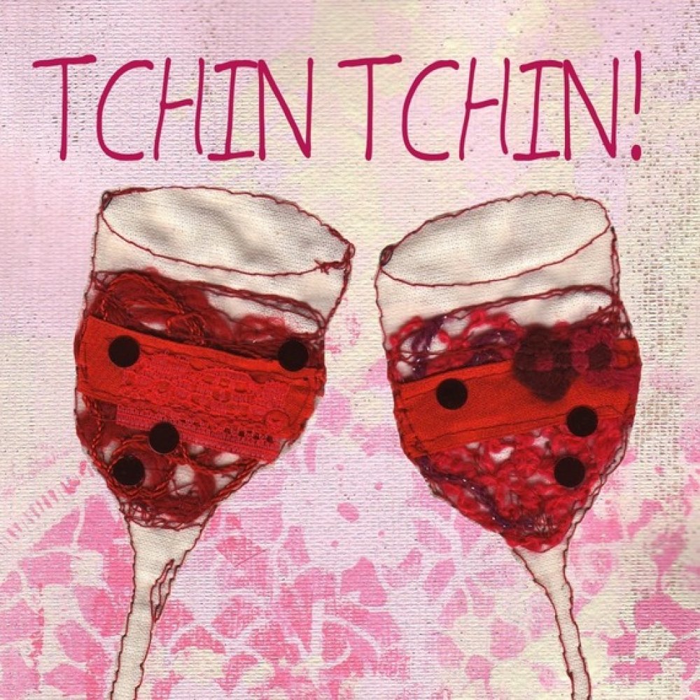 Carte Double Tchin Tchin Faite A La Main 15cm X 15cm Un Grand Marche