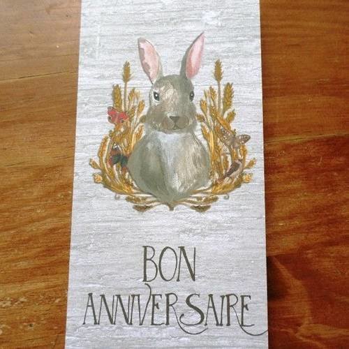 Carte Joyeux Anniversaire Le Beau Lapin Fait Main 21cm X 10cm Un Grand Marche