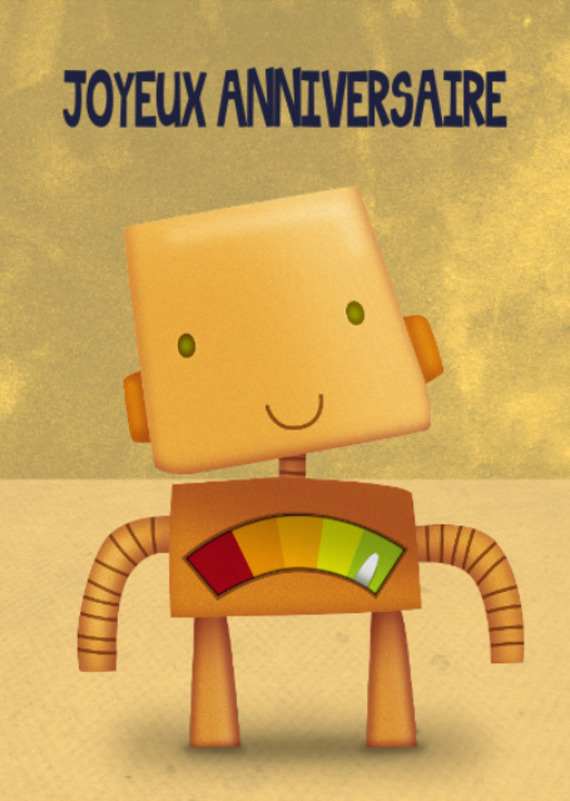 Carte Joyeux Anniversaire Robot Fait A La Main 21cm X 15cm Un Grand Marche