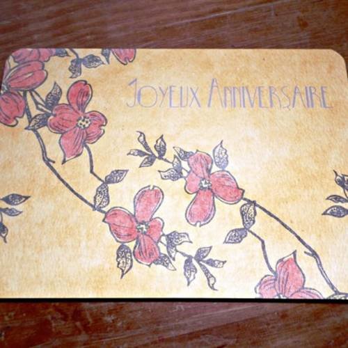 Carte Joyeux Anniversaire Fleurie Fait A La Main 15cm X 10 5cm Un Grand Marche