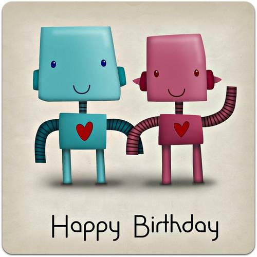 Carte Anniversaire Double Robots Faite A La Main 15cm X 15cm Un Grand Marche