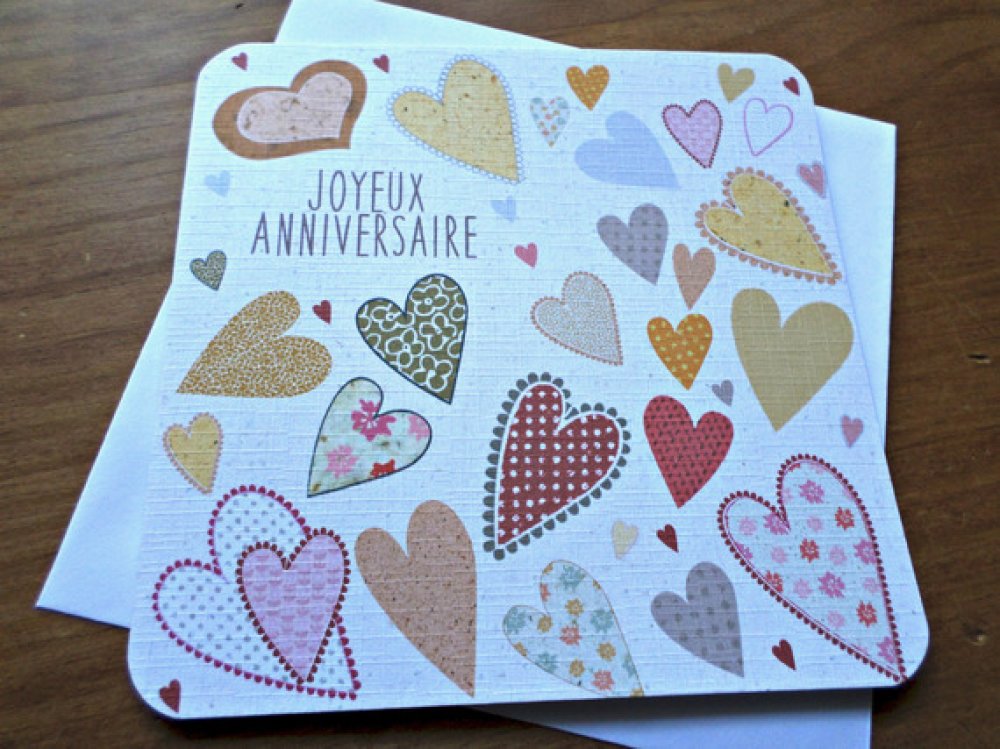 Coeurs Coeurs Coeurs Carte Joyeux Anniversaire 15cm X 15cm Papier Cartonne Un Grand Marche