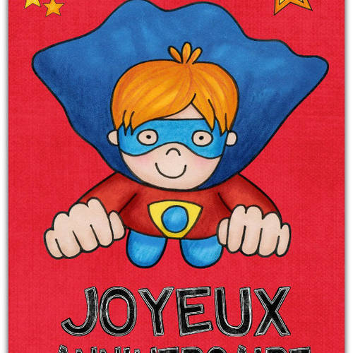 Carte Double Anniversaire Super Heros A Personnaliser 21cm X 15cm Un Grand Marche