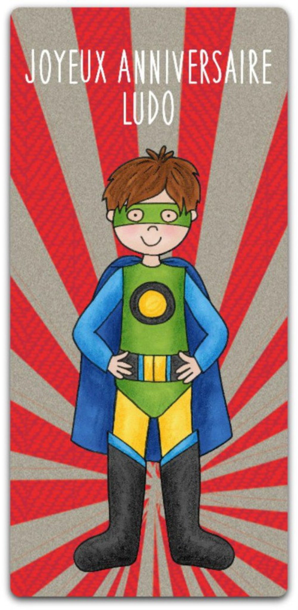 Carte Double Anniversaire Super Heros A Personnaliser 21cm X 10cm Un Grand Marche