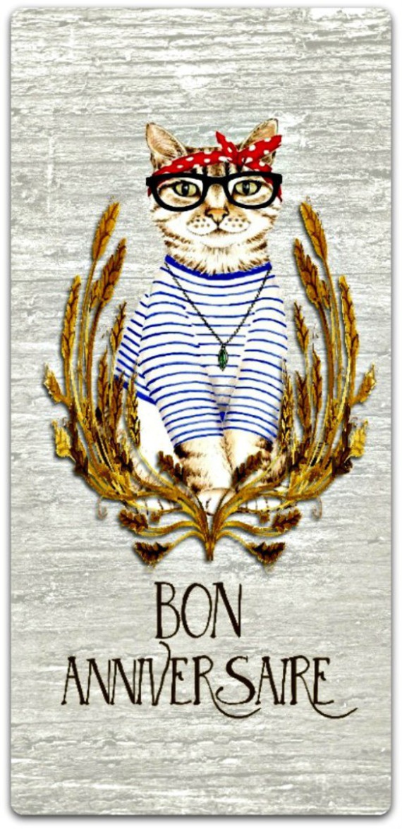 Carte Joyeux Anniversaire Le Beau Chat Fait Main 21cm X 10cm Un Grand Marche