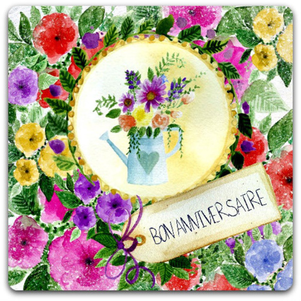 Carte Double Bon Anniversaire 15cm X 15 Cm Avec Enveloppe Card Bubble Un Grand Marche