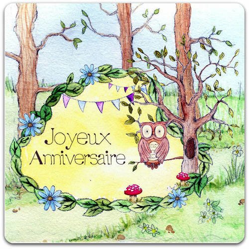 Carte Double Joyeux Anniversaire Creation Originale Fait Main 15cm X 15cm Un Grand Marche