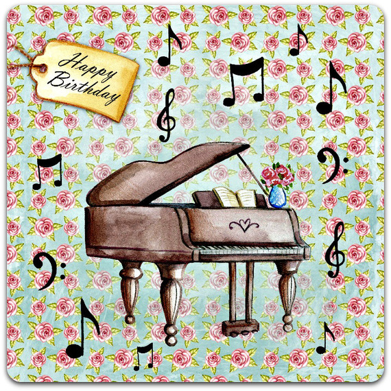 Carte Anniversaire Double Piano Creation Originale Fait Main 15cm X 15cm Un Grand Marche