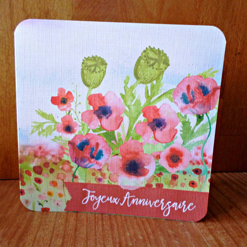 Carte Double 15cm X 15cm Faite Main Joyeux Anniversaire Avec Enveloppe Card Bubble Un