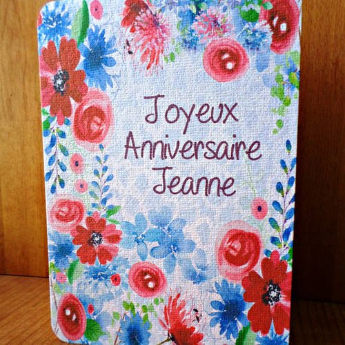 Carte Double Anniversaire Fleurie 21cm X 15cm Un Grand Marche