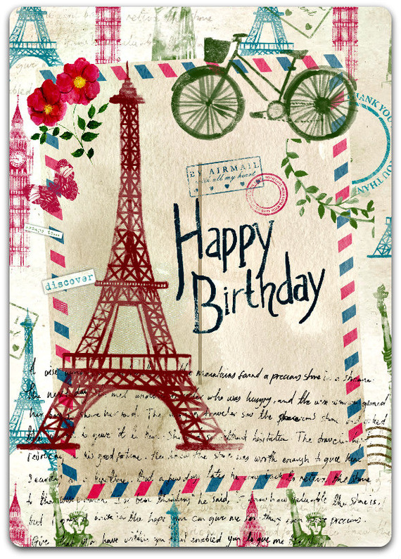 Carte Double Joyeux Anniversaire Paris 21cm X 15cm Un Grand Marche