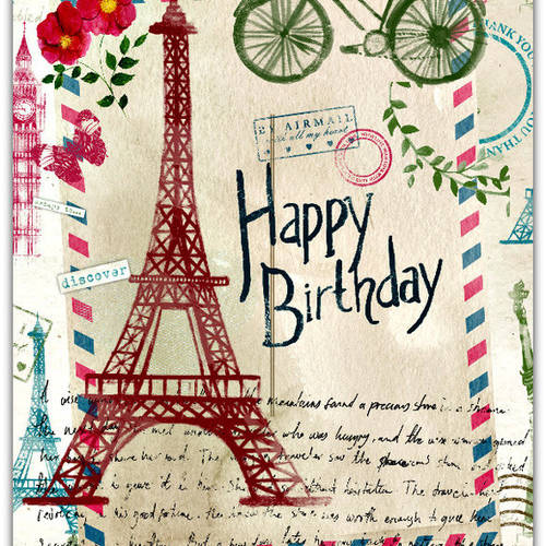 Carte Double Joyeux Anniversaire Paris 21cm X 15cm Un Grand Marche