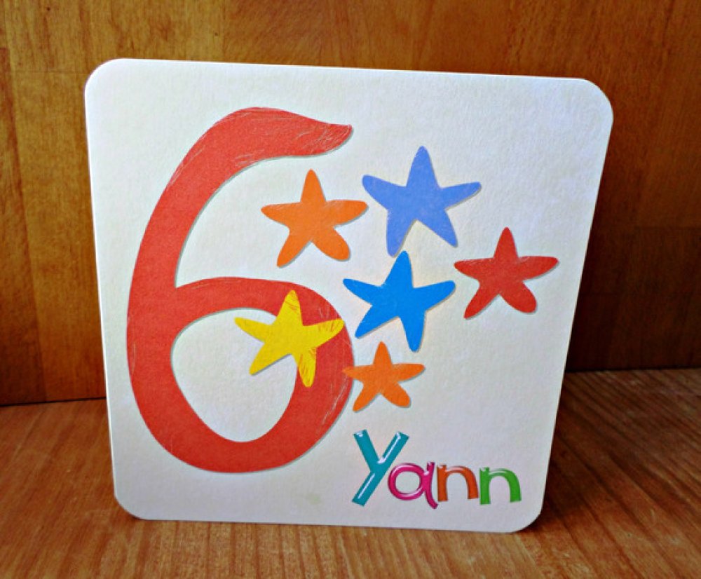 Carte Double Anniversaire A Personnaliser 6 7 8 Ou 9 Ans Et Prenom De L Enfant Creation Originale Fait Main 15cm X 15cm Un Grand Marche