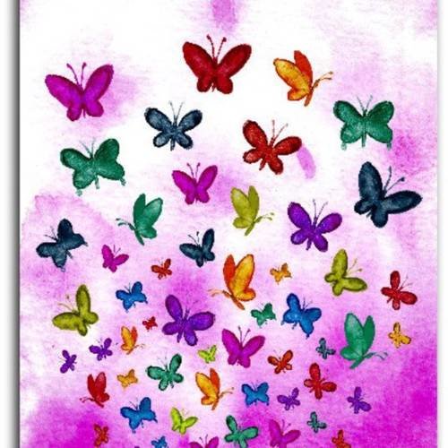 Carte double - joyeux anniversaire - butterflies - fin d'année - 10cm x 21cm 