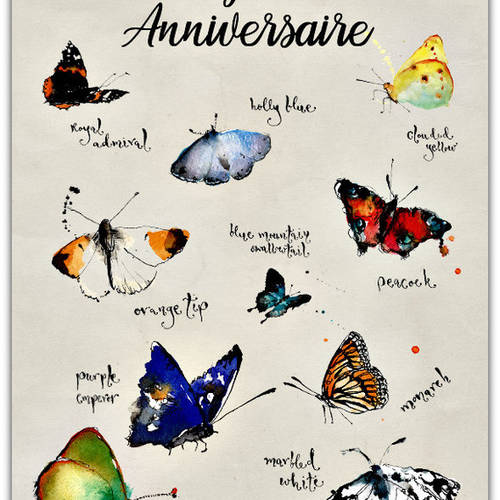 Carte Double Joyeux Anniversaire Papillon 21cm X 15cm Un Grand Marche